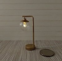 RESERVED 1:12 Dollhouse mid-century modern globe table lamp MCM inspired desk lamp Battery operated with external wires