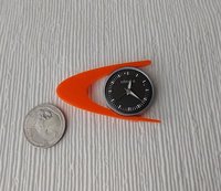 1:12 Dollhouse orange boomerang wall clock Mid-century styled atomic wall clock