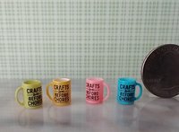 1:12 scale miniature message mug Craft before Chores Turquoise coffee mug REF Turquoise Craft b4