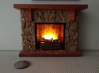1:12 Dollhouse realistic light up firelogs insert with flickering flames Battery operated lit logs 1 unit Fireplace not included