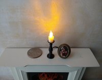 1:12 Dollhouse slender candlestick with flickering flame Battery operated light up candle battery operated candle REF Medium