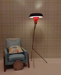 1:12 scale dollhouse mid-century style tripod floor lamp Battery operated MCM lamp with external wires