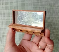 1:12 scale miniature mid-century modern entryway mirror with shelf MCM Cherry wall shelf with mirror Wall mirror REF Cherry wood