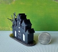RESERVED Miniature light up halloween haunted house with leafless tree Battery operated for 1-inch scale or play scale REF 1
