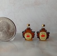 1:12 Dollhouse miniature maple syrup in maple leaf shaped bottles Dollhouse kitchen accessory Price is for ONE bottle REF Golden lid