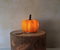 Battery operated miniature light up Jack-O-Lantern Pumpkin LED light for Halloween No external wires REF Triangle eyes