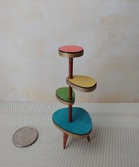 1:12 Dollhouse mid-century style plant stand Formica 4-tiered plant stand or display stand REF coral top Plants n accessories NOT included