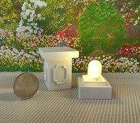 1:12 Dollhouse garden pedestal Battery operated lighted pedestal as plant stand or display stand or patio side table Price is for ONE unit REF Curved corners details
