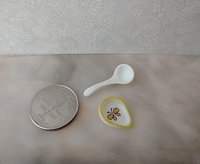 1:12 scale dollhouse miniature ladle rest spoon rest REF White w green rim