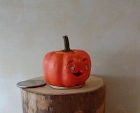 Battery operated miniature light up Jack-O-Lantern Pumpkin LED light for Halloween No external wires REF Blue eyes