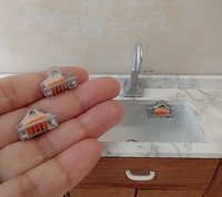 1:12 Dollhouse kitchen sink sponge holder with faux suction cup comes with one orange sponge PRICE is for each set