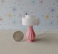 1:12 dollhouse mid-century modern style table lamp with tiered shade MCM retro style table lamp REF Pink
