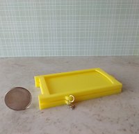 1:12 scale miniature sidewalk sign holder, 2-sided for changeable sinage Hinged and fold-flat for storage REF Yellow