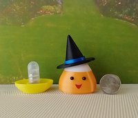 Dollhouse miniature lighted candy corn witch Battery operated Halloween decor for 1:12 or play scale REF Blue hat trim