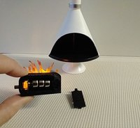 1:12 Dollhouse miniature Mid century modern free standing fireplace MCM white fireplace inspired by Malm fireplace Retro fireplace REF White