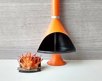 MADE TO ORDER 1:12 Dollhouse miniature Mid century modern free standing fireplace MCM orange fireplace inspired by Malm fireplace Retro fireplace REF orange