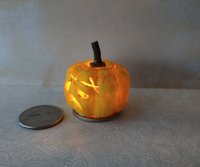 Battery operated miniature light up Jack-O-Lantern Pumpkin LED light for Halloween No external wires REF Stitched head