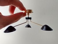 RESERVED 1:12 Dollhouse miniature mid-century modern curvilinear chandelier MCM 3-light ceiling light Battery operated LED miniature lamp