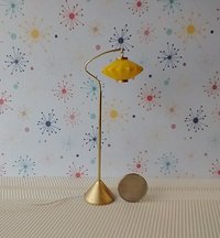 1:12 scale dollhouse mid-century style  cocoon floor lamp Inspired by a vintage Scandinavian design of the 50s Battery operated MCM lamp with external wires REF Curved post
