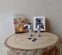 1:12 Dollhouse miniature cookie press and discs set in packaging box with clear front window Boxed spritz cookie press Price is for EACH set