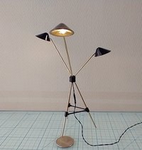 1:12 Dollhouse mid-century styled curvilinear floor lamps MCM 3-light tripod lamp Battery operated LED miniature lamp