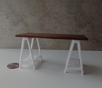 1:12 Dollhouse miniature A frame desk - modern, rustic, industrial style with solid walnut wood top