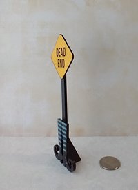 1:12 scale dollhouse Halloween decor Dead End sign on witchy boots