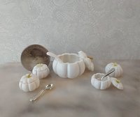 1:12 scale dollhouse pumpkin soup bowl with lid for fall or Halloween Thanksgiving Decorative serving bowl REF White PRICE is for EACH unit