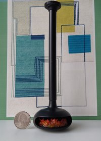 1:12 Dollhouse miniature hanging modern fireplace with battery operated flickering insert REF Black