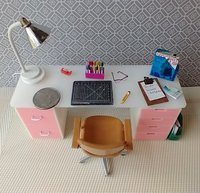 MADE to ORDER Pink 1:12 Dollhouse 2-drawer filing cabinet with rounded corners contemporary style for mini home office or craft room REF Pink filing
