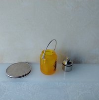 1:12 Dollhouse Halloween Mason jar inspired light DIY styled Halloween light Orange jar light with witch REF Blue witch n orange