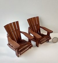 RESERVED for Robin 1:12 Dollhouse 2 walnut adirondack chairs REF 1 pair
