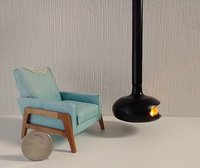 RESERVED for Sherryl.  1:12 Dollhouse miniature hanging modern fireplace with flickering insert REF Black