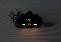 RESERVED Miniature light up halloween haunted house with leafless tree Battery operated for 1-inch scale or play scale REF 1