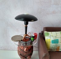 MADE TO ORDER 1:12 dollhouse mid-century space age flying saucer table lamp Battery operated MCM light on external wires