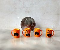 1:12 Dollhouse miniature orange mug with black pumpkin decals PRICE is for ONE REF Straight orange