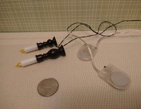 1:12 Dollhouse set of two floor candlestick holders with flickering flames Battery operated light up candles in a pair of candlestick holders