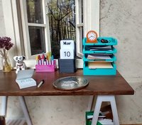 1:12 dollhouse miniature perpetual calendar Shuffle calendar in black holder box Table top calendar Desk calendar in modern settings PRICE is for EACH set