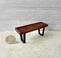 1:12 scale miniature mid-century modern bench with removable cushion REF Walnut