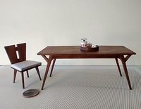 1:12 Dollhouse dining table and four chairs set in solid walnut Mid-century styled dining set