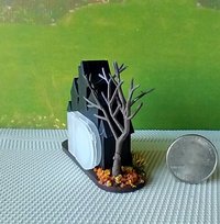 RESERVED Miniature light up halloween haunted house with leafless tree Battery operated for 1-inch scale or play scale REF 1