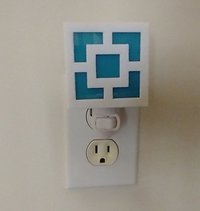 MCM Midcentury modern style breeze block night light REF White square + turquoise