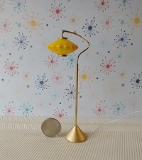 1:12 scale dollhouse mid-century style  cocoon floor lamp Inspired by a vintage Scandinavian design of the 50s Battery operated MCM lamp with external wires REF Curved post