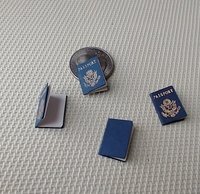 1:12 dollhouse miniature U.S. passport with four blank pages for you to stamp in your new adventures Price is for EACH