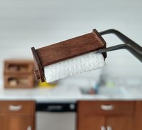 1:12 Dollhouse wall-mounted or under cabinet paper towel holder with shelf in solid walnut wood