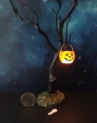 1:12 Dollhouse Halloween treat or candy bucket Multi-purpose pumpkin bucket also as light up lantern or planter REF Semi transparent orange