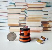 1:12 Dollhouse miniature round 2-step step stool inspired by Kik-step steel step stool REF Orange
