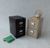 1:12 Dollhouse 2-drawer vertical filing cabinet Faux metal file cabinet for mini home office REF Putty color