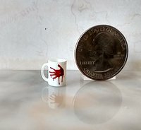 1:12 Dollhouse miniature white mug with bloody hand print and blood spatter PRICE is for ONE REF Bloody