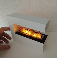 1:12 Dollhouse modern fireplace in white also as a room divider with battery operated flickering insert on two AAA batteries